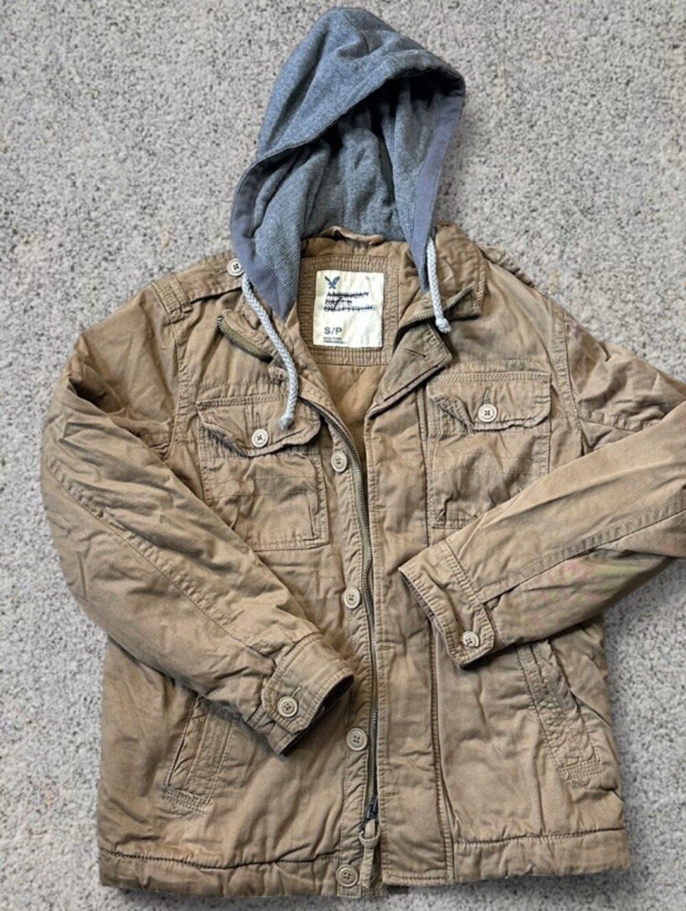 American Eagle Outfitters No. 77 Jacket S/P Tan Hooded Field Utility Military